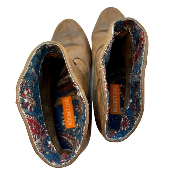 Rocket Dog Brown Faux Leather Pull On Heeled Booties - Picture 8 of 9